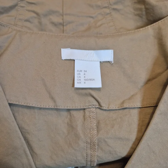 H&M Crop Corset Cotton Fitted V neck Shoulder W/ Pads Beige Blouse S: US4 - Picture 6 of 8